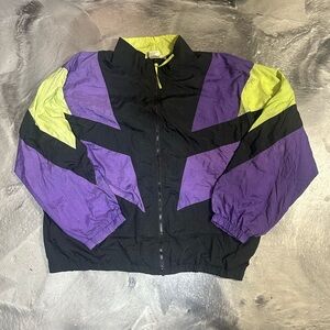 Vintage Style Black and Purple Windbreaker